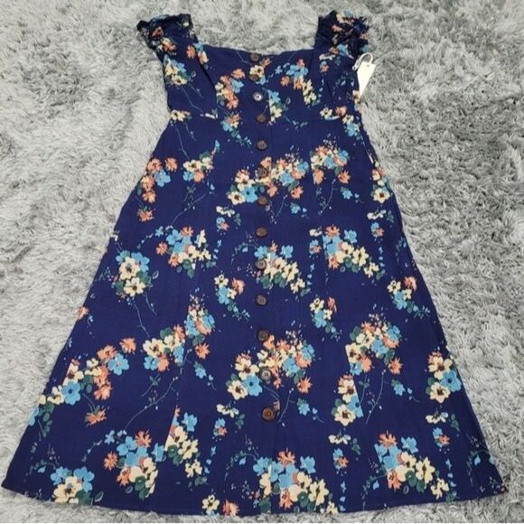 Revolve Capulet Mae Button Closure Midi Sedona Floral Dress Size Small Bohemian - Picture 3 of 10